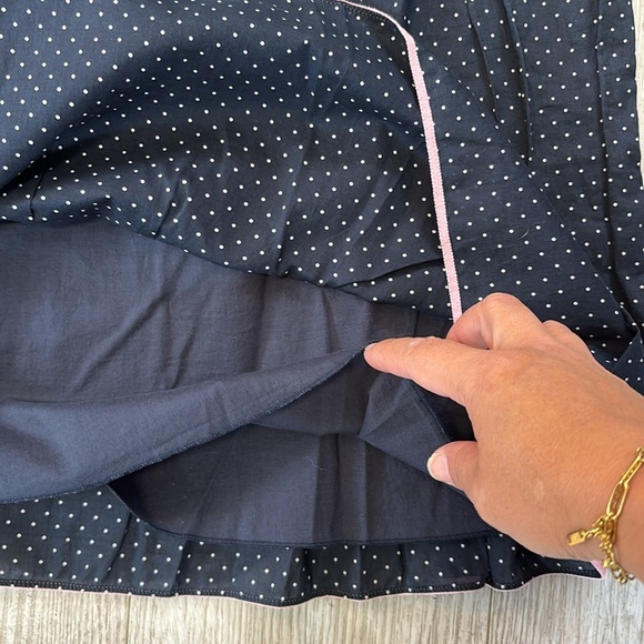 J. Crew Navy Blue Midi Skirt with White Polka Dots & Pink Trim size 4 - Picture 8 of 8